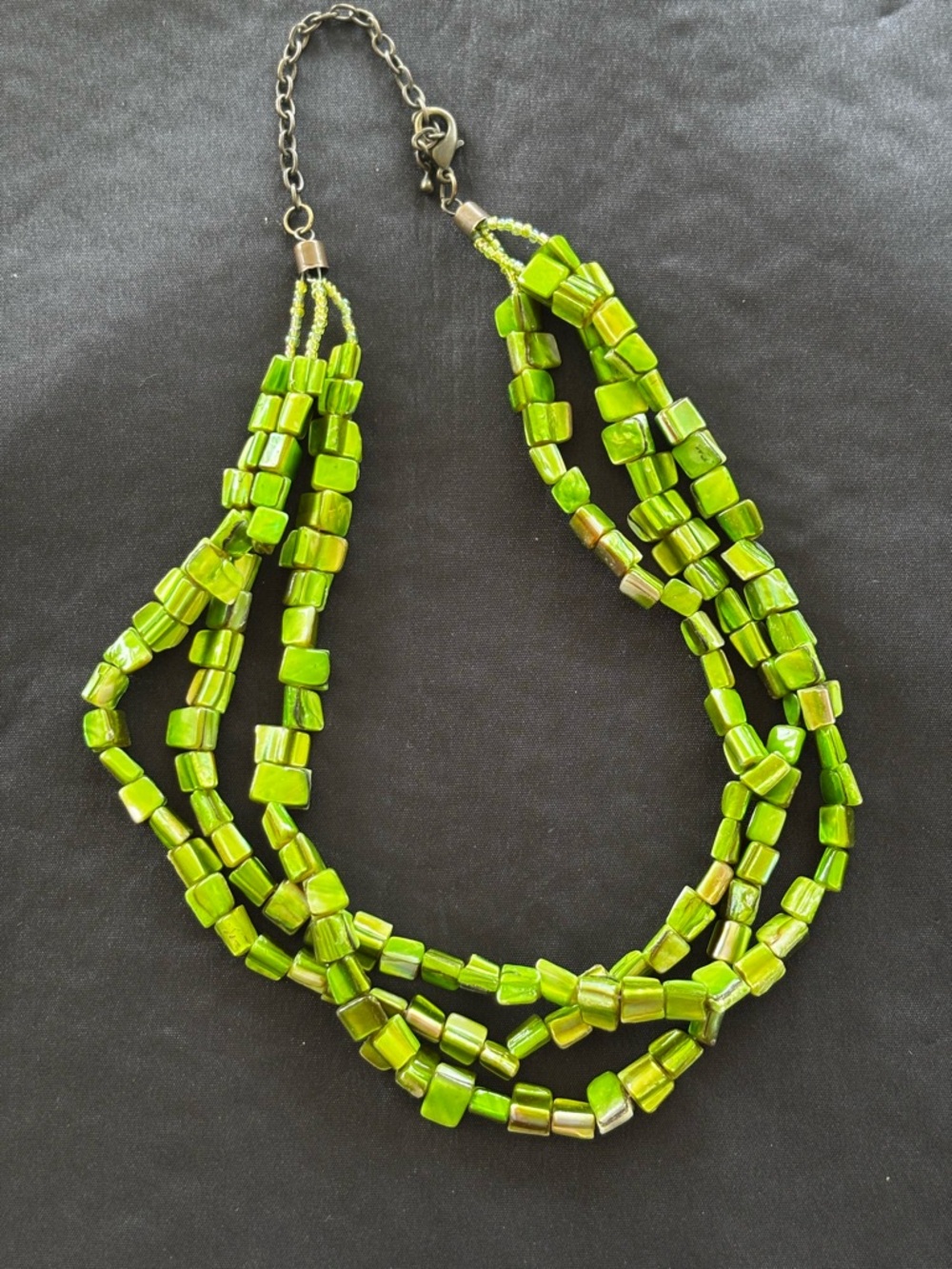 Green Multi-Strand Beaded Necklace - Unbranded